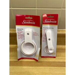 Sunbeam Set of 4 Measuring Cups and 4 Measuring Spoons White New